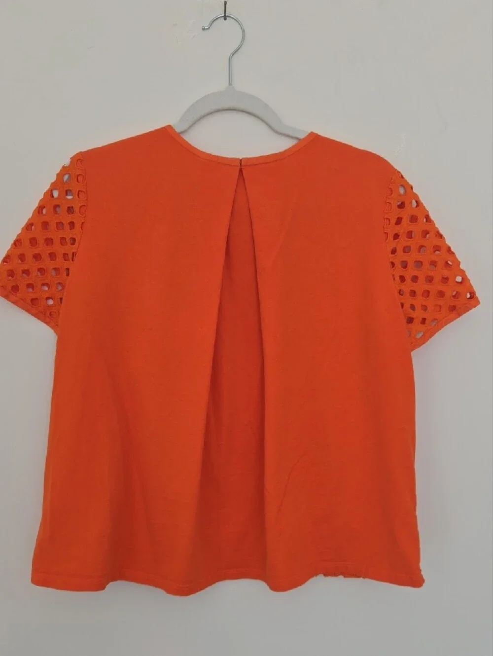 Tory Burch Orange Short-Sleeve Eyelet Lace Top Normcore Designer size 12